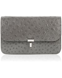 TOTEME - T-lock Ostrich-embossed Leather Clutch - Lyst