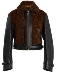 Prada - Shearling-Trimmed Leather Jacket - Lyst