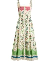 Etro - Lace-Trimmed Cotton Midi Dress - Lyst