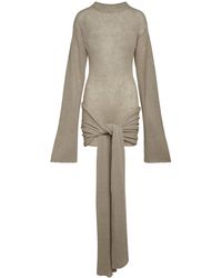 AYA MUSE - Nitoba Tie-detailed Knit Linen-blend Mini Dress - Lyst