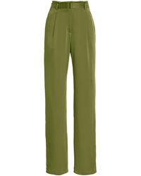 LAPOINTE - Belted High-waisted Satin Wide-leg Pants - Lyst