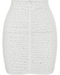 Alex Perry - Ruched Crystal Jersey Mini Skirt - Lyst