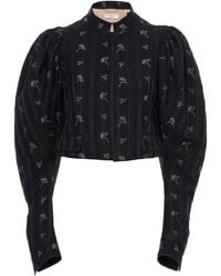 Chloé - Puff-Sleeve Cotton-Silk Jacquard Cropped Jacket - Lyst
