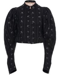 Chloé - Puff-Sleeve Cotton-Silk Jacquard Cropped Jacket - Lyst