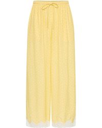ROAME. - Blake Mid-Rise Wide-Leg Lace-Trimmed Cropped Pants - Lyst