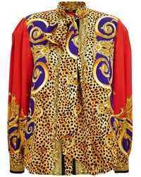 Versace - Balloon-Sleeve Silk-Crepe Satin Blouse - Lyst