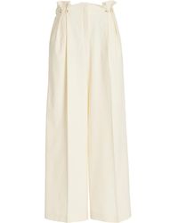 Anna October - Juno Gathered Wool-blend Wide-leg Pants - Lyst