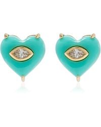 Sydney Evan - 14K Diamond Turqoise Earrings - Lyst