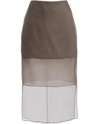 Brandon Maxwell - The Brett Sheer-Overlay Silk Midi Skirt - Lyst