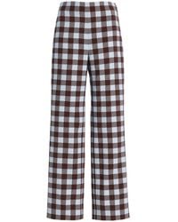 Oscar de la Renta - Gingham Wool-Blend Wide-Leg Pants - Lyst