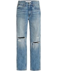 SLVRLAKE Denim Virginia Distressed Rigid High-rise Slim-leg Jeans - Blue