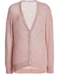 Carolina Herrera - Embellished Knit Cotton-blend Cardigan - Lyst