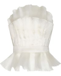 ANDRES OTALORA - Clara Pleated Silk Satin Organza Top - Lyst