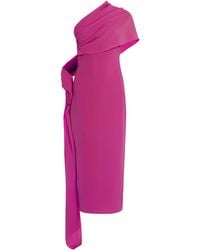Marmar Halim - Cape-detailed Silk Crepe Midi Dress - Lyst