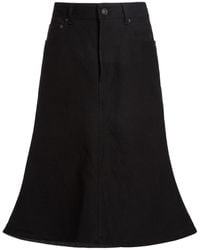 Balenciaga - Flared Waxed Denim Midi Skirt - Lyst