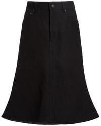 Balenciaga - Flared Waxed Denim Midi Skirt - Lyst