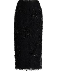 Carolina Herrera - Embellished Lace Midi Skirt - Lyst