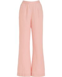 Posse - Exclusive Tia Flared Linen Trousers - Lyst