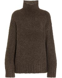 Deveaux Gracie Boucle Knitted Wool And Silk-blend Sweater - Gray
