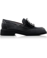 Roger Vivier - Viv Rangers Crystal-embellished Denim Loafers - Lyst