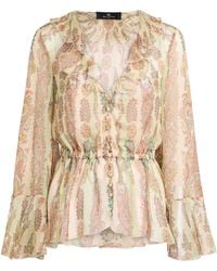 Etro - Ruffled Silk Peplum Shirt - Lyst