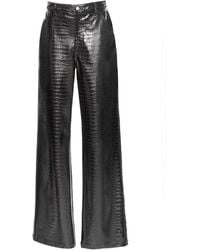 DES_PHEMMES - Croc-Embossed Faux Metallic Leather Wide-Leg Pants - Lyst