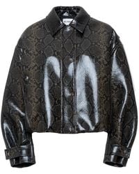 DES_PHEMMES - Snake-Embossed Faux Leather Bomber Jacket - Lyst