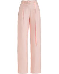 LAPOINTE - Belted Silk-Twill Wide-Leg Pants - Lyst