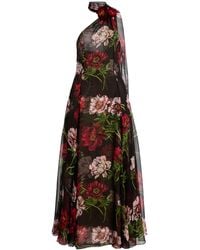 Oscar de la Renta - Printed Silk Chiffon Halter Gown - Lyst