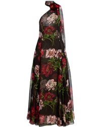 Oscar de la Renta - Printed Silk Chiffon Halter Gown - Lyst
