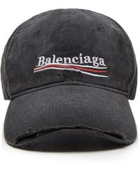 Balenciaga - Political Embroidered Distressed Denim Cap - Lyst