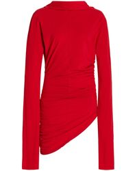 Colleen Allen - Asymmetric Gathered Cotton-Poplin Top - Lyst