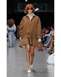 Stella McCartney - Peplum Washed-Cotton Mini Shirt Dress - Lyst
