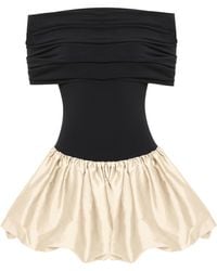 Anna October - Jewel Off-the-shoulder Knit-satin Combo Mini Dress - Lyst