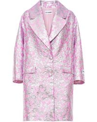 DES_PHEMMES - Floral Jacquard Longline Cocoon Coat - Lyst