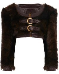Chloé - Cropped Leather-Trimmed Shearling Jacket - Lyst