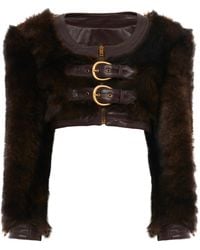 Chloé - Cropped Leather-Trimmed Shearling Jacket - Lyst