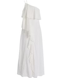 STAUD - Isa One-Shoulder Broderie Anglaise Cotton Maxi Dress - Lyst