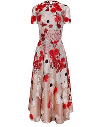 Naeem Khan - Floral Embellished Tulle Midi Dress - Lyst