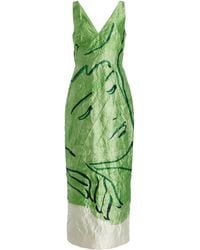 Erdem - Crinkled Satin Midi Dress - Lyst