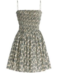 Matteau - Shirred-Bodice Cotton Mini Dress - Lyst