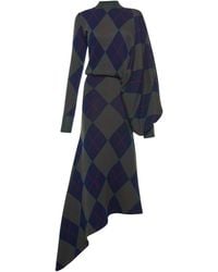 A.W.A.K.E. MODE - Argyle-Knit Wool Midi Dress - Lyst