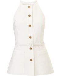Carolina Herrera - Belted Cotton Sateen Top - Lyst