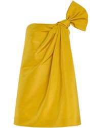 Oscar de la Renta - Asymmetric Silk Faille Mini Dress - Lyst