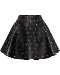 Alaïa - Eyelet-embellished Leather Mini Skirt - Lyst