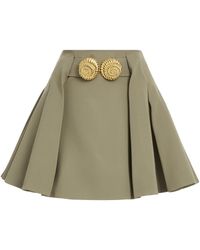 Balmain - Pleated Grain Du Poudre Wool Mini Skirt - Lyst