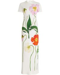 Oscar de la Renta - Floral-printed Jersey Maxi Dress - Lyst