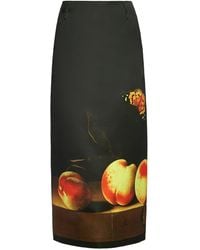 Dries Van Noten - Sentista Printed Satin Midi Skirt - Lyst