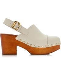 Chloé - Jeannette Leather Platform Clogs - Lyst