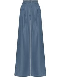 ANDRES OTALORA - Esencia Shirred Tencel Denim Wide-Leg Pants - Lyst